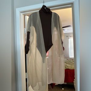 Brown leotard turtle neck with attached sheer dress- dance costume